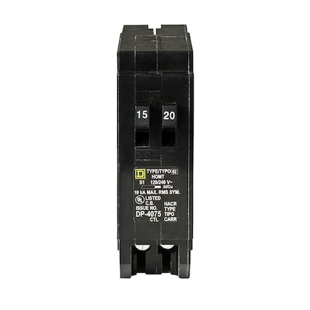 Maxpower Miniature Circuit Breaker, HOMT Series, 15 to 20A, 1 Pole, 120/240V AC, 10kA MA947374